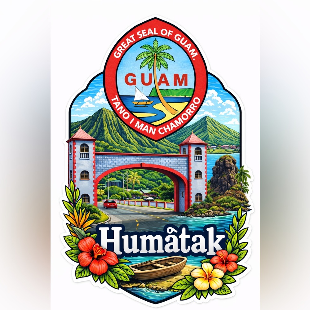 Humåtak Guam Waterproof Sticker | Chamorro Island Art